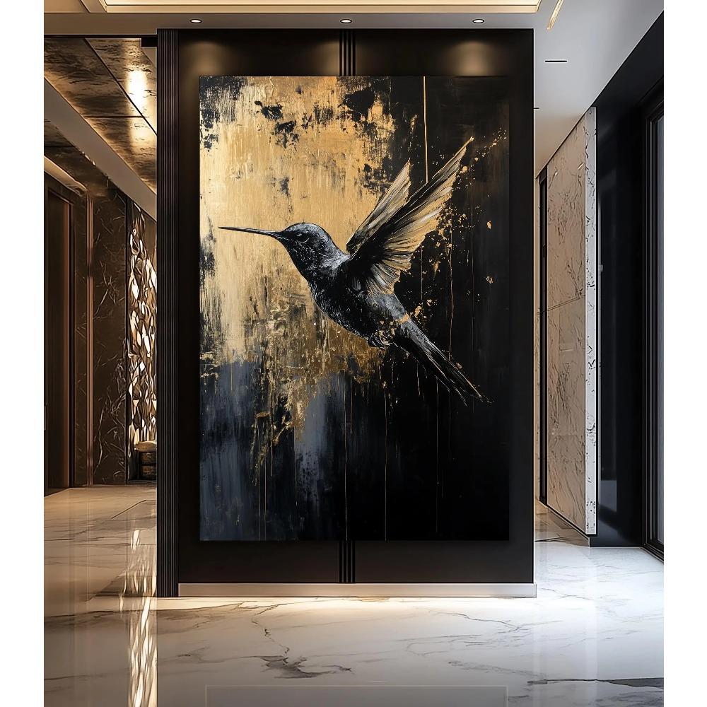 Fox Elephant Eagle Canvas Painting Black Gold Animal Print Poster Luxury Wild Animal Decoration Abstract Modern Gold Home Decor