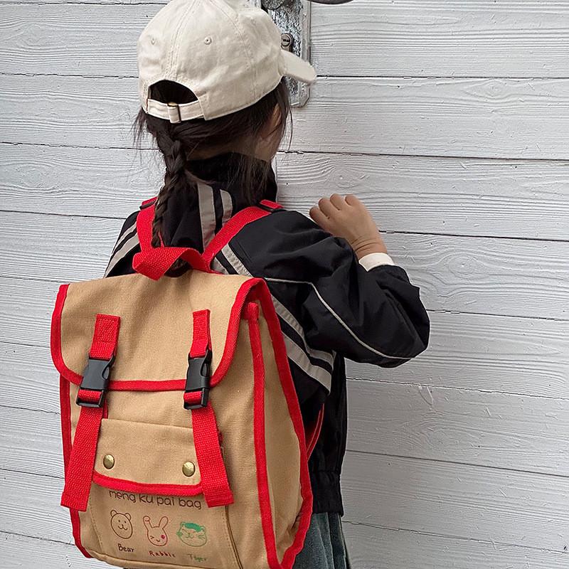 Retro Cover Flip Childrens Backpack Canvas Waterproof Lightweight For School