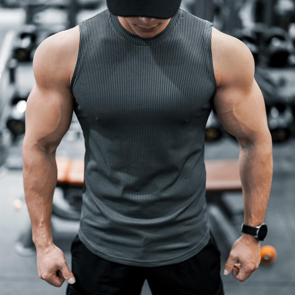 Nová sportovní vesta Pánské volné léto Čistá bavlna Fitness a kulturistika Rychleschnoucí Košile bez rukávů přes rameno Bílá základní košile Tričko bez rukávů