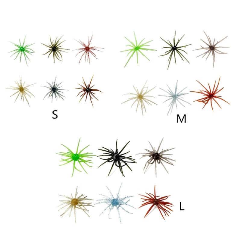 6PCS/Lot Elastic Floating Lures Baits Shaped Like Sea Urchins With Build In Flash For Biggest Visibilities Underwater