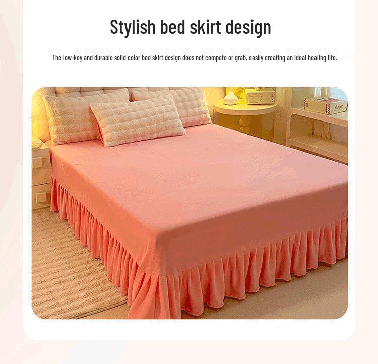 Verdicktes Kaninchenvelours Winterbettwäsche-Set: Milchvelours Bettbezug, Korallenfleece Bettrock, Zweiseitiges Fleece