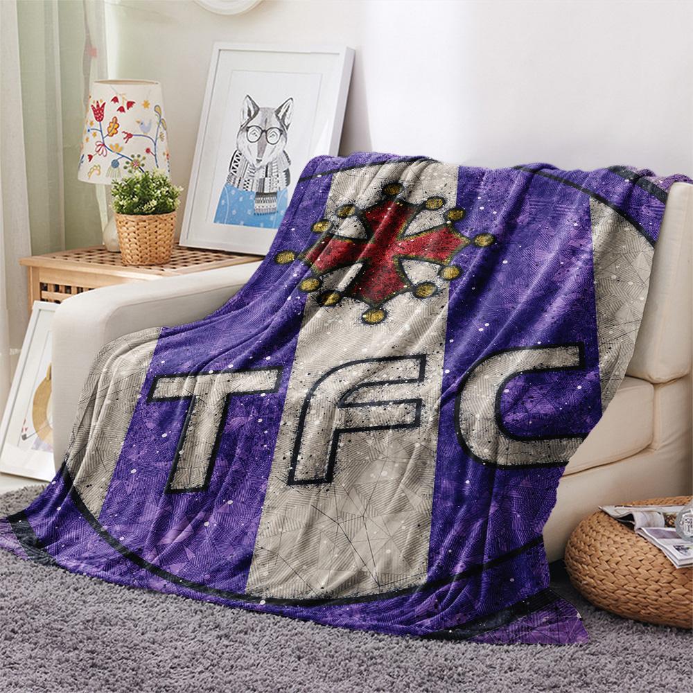 Toulouse Football Club Flanelldecke mit Aufdruck, Hohe Qualität, Bequem für alle Jahreszeiten, Heimdekoration, Wärme und Komfort