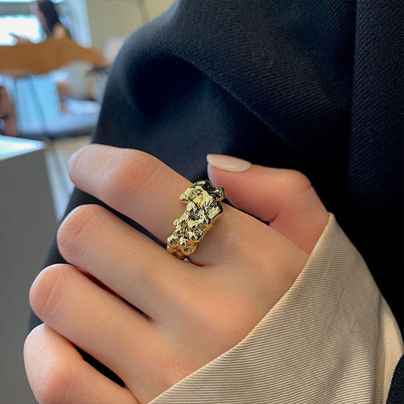 Gold White Versatile Plated Ring With Contemporary Geometric Shape For Elegant Women