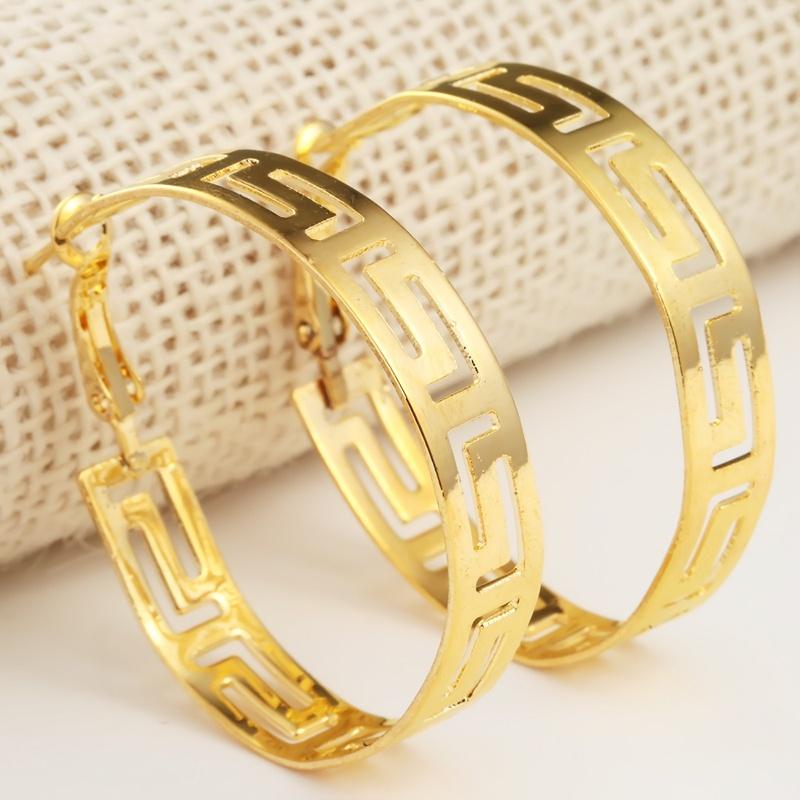 Vintage Goldene Große Creolen für Damen Einfacher Böhmischer Party Schmuck beige