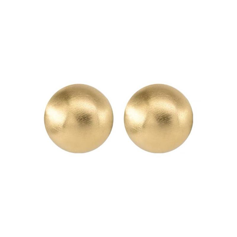 Frosted Gold-plated Brushed Spherical Stud Earrings for Women Retro Unique Creative Versatile Accessories brincos