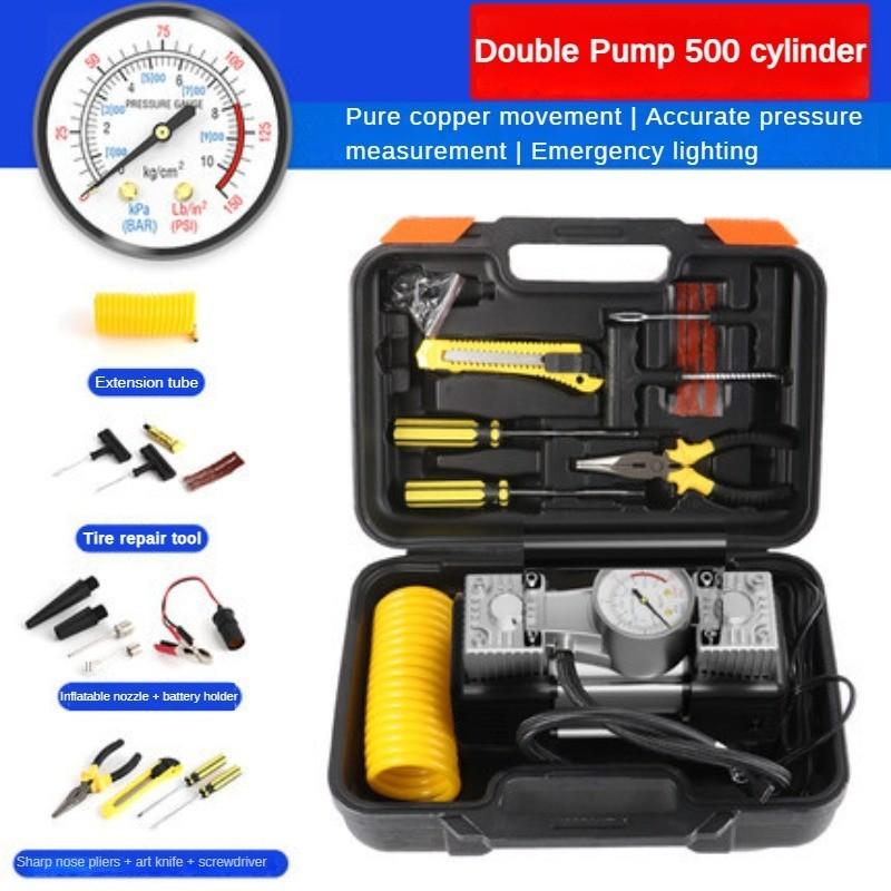 180W Car Tire Inflation Pump Electric Metal Dual Cylinder Gas Pump Portable Car Mounted Inflation Pump