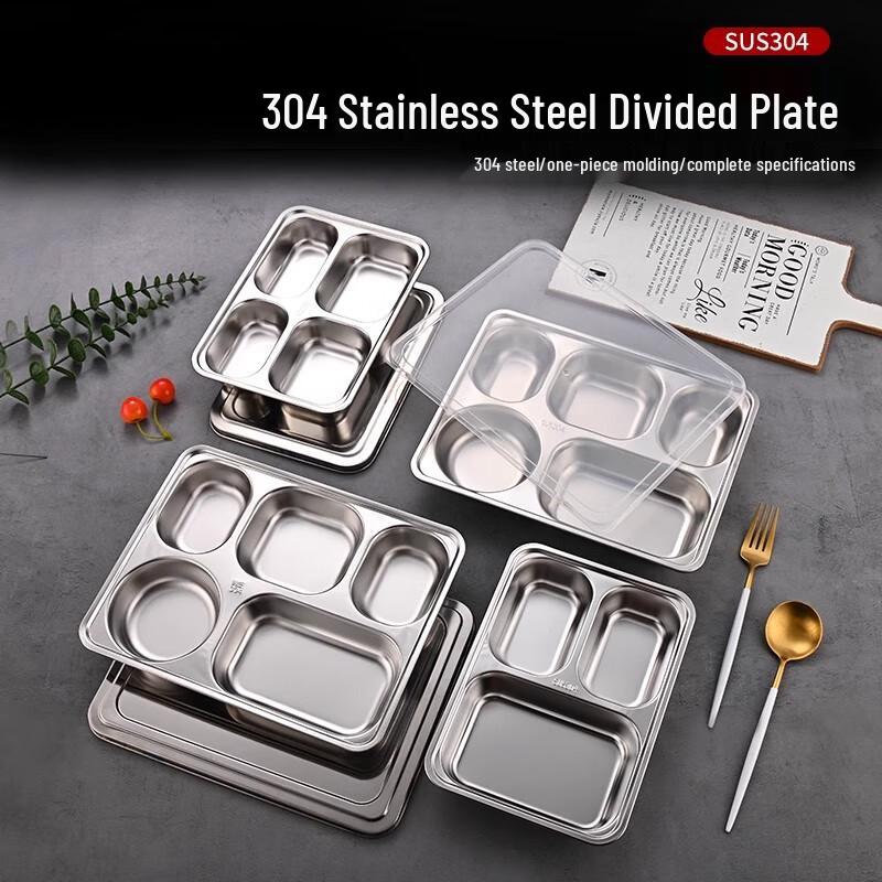 304 Stainless Steel Divided Canteen Lunch Tray