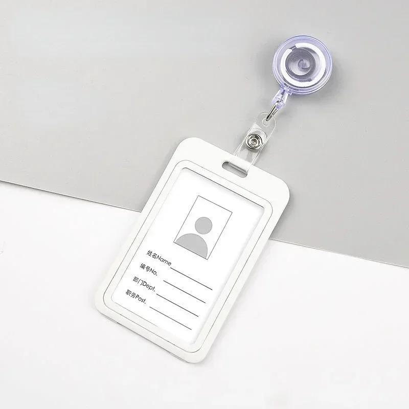 1Set Retractable Badge Holder Reel Staff Nurse Plastic Working ID Name Tag Holder Student Bus Pass Card Cover Case ID Sleeve