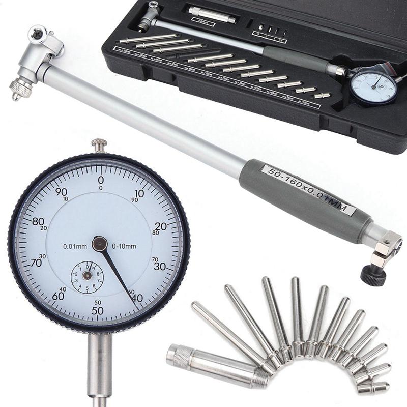 Dial Bore Gauge Set Stainless Steel 0.001mm Accuracy Inner Diameter Measuring Tool 50-160mm