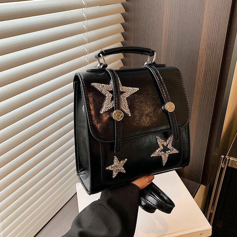 

Women s bag 2025 spring new Korean version ins style backpack fashion sequins star tide versatile small backpack чорний