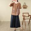 Summer New Artistic T-shirt Plus Size Women's Cotton and Linen Short-sleeved Shirt Middle-aged Loose Top