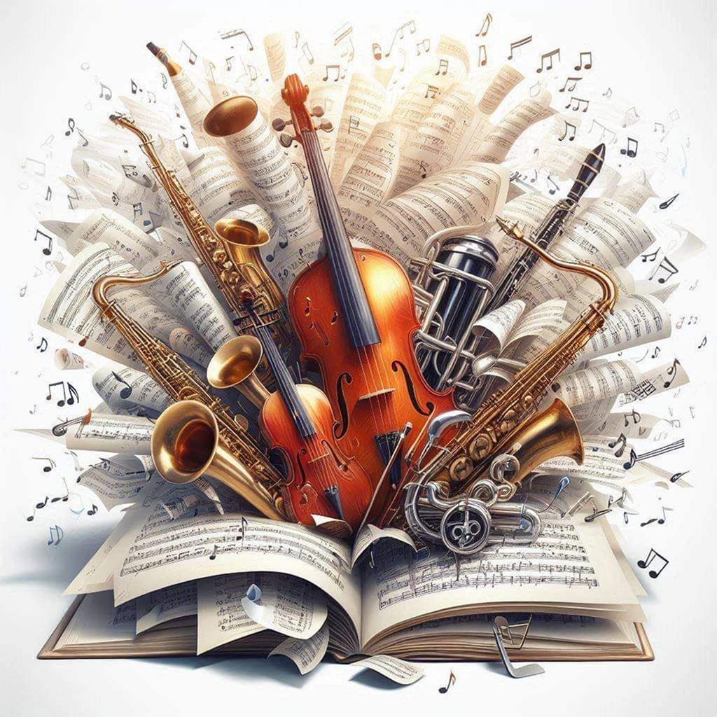 Sady Diamond Art s hudebními nástroji a květinami pro dekoraci stěny domácí kanceláře DIY Gem Art Sady pro malování diamanty 15,75 X15,75 palce