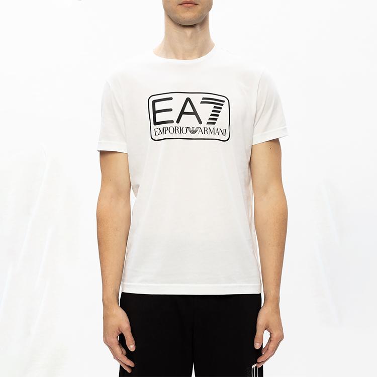 Emporio Armani Letter Print Cotton Short Sleeve T-Shirt Men tops White 8NPT10-PJNQZ-1100