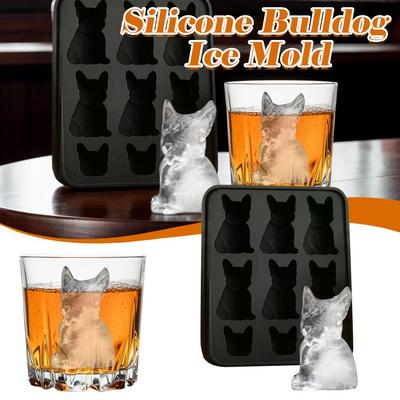 French Bulldog Ice Mold - 3D Silicone Dog Shape Ice Tray Fun Animal Shape Popsicle Molds for Whiskey Party Drinks