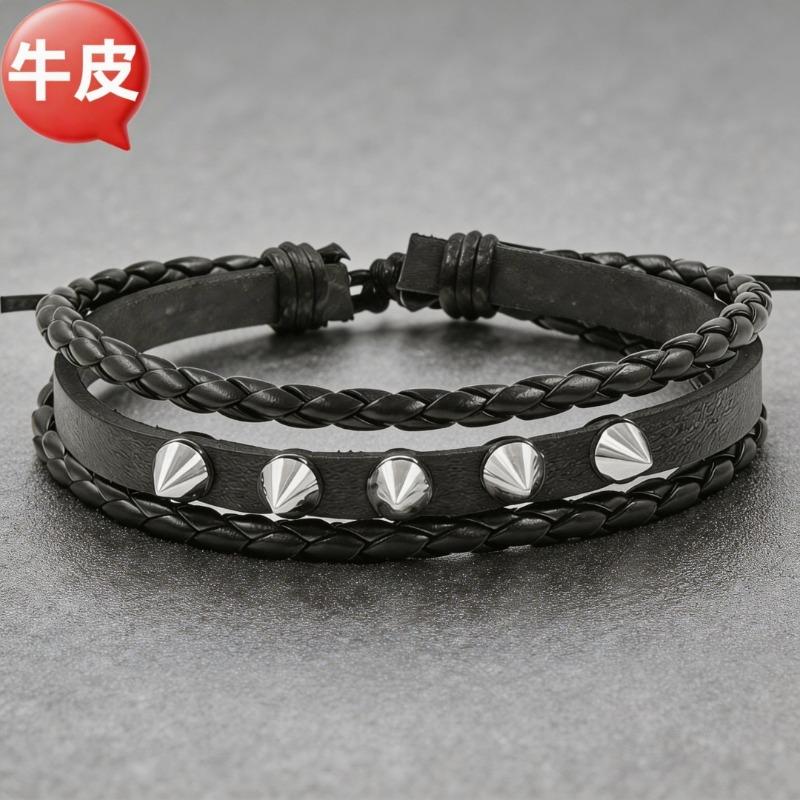 Punk Style Chain Bracelet, Cool Black and White Brushed Square Nail Bracelet, Bracelet, Hip-hop Rivet Bracelet.
