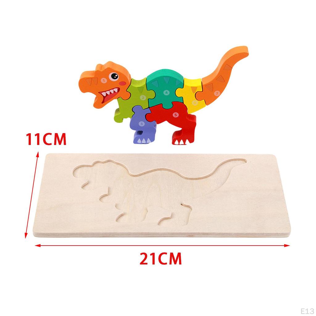 Children's Wooden Puzzle Dino Colors 3D Cognition Interactive Animals Montessori Toys for Children