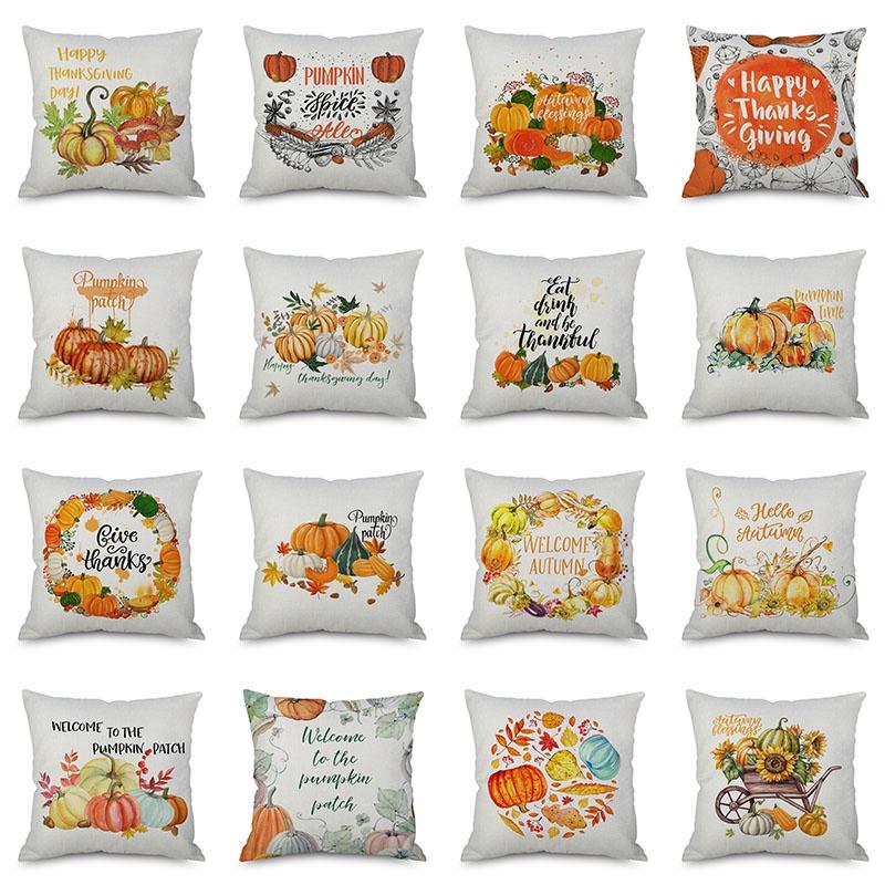 Pumpkin Thanksgiving Throw Pillow Cover Pillowcase Decorative Sofa Cover Cushion