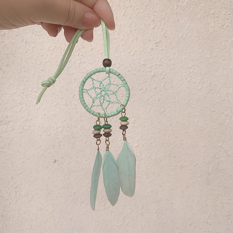 Bohemian Southeast Asian Dreamcatcher Feather Car Pendant Chimes - Handmade Holiday Hanging Ornaments with Three Pendants