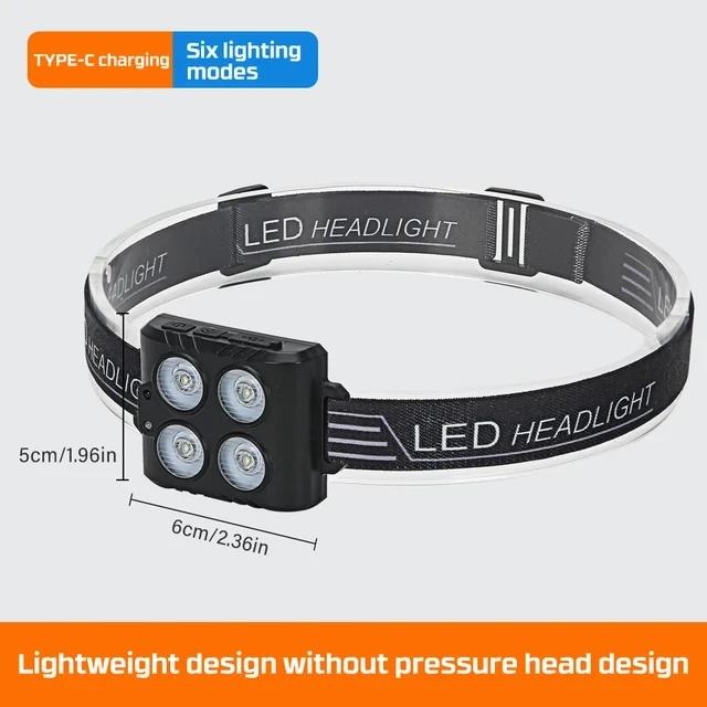 

Портативный светодиодный налобный фонарь COB с датчиком движения, перезаряжаемый через USB, легкий налобный фонарь для кемпинга на открытом воздухе, рыбалки, бега