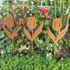 Metall Tulpe Bodeneinsteckset, Außenhof Gartenstecker, Topfpflanzendekoration, Schmiedekunst