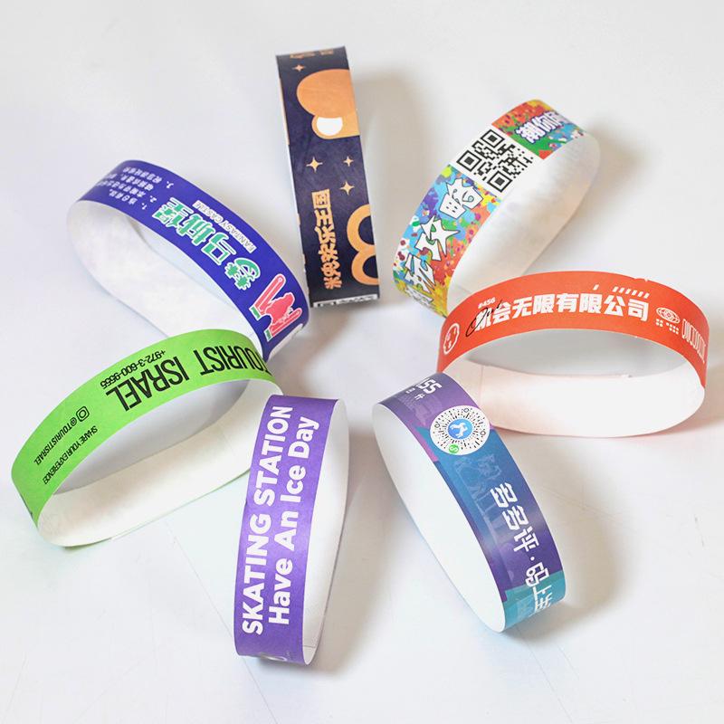 Custom DuPont Paper Wristbands for Children s Playground Admission Yellow DuPont Paper 100 pcs/set