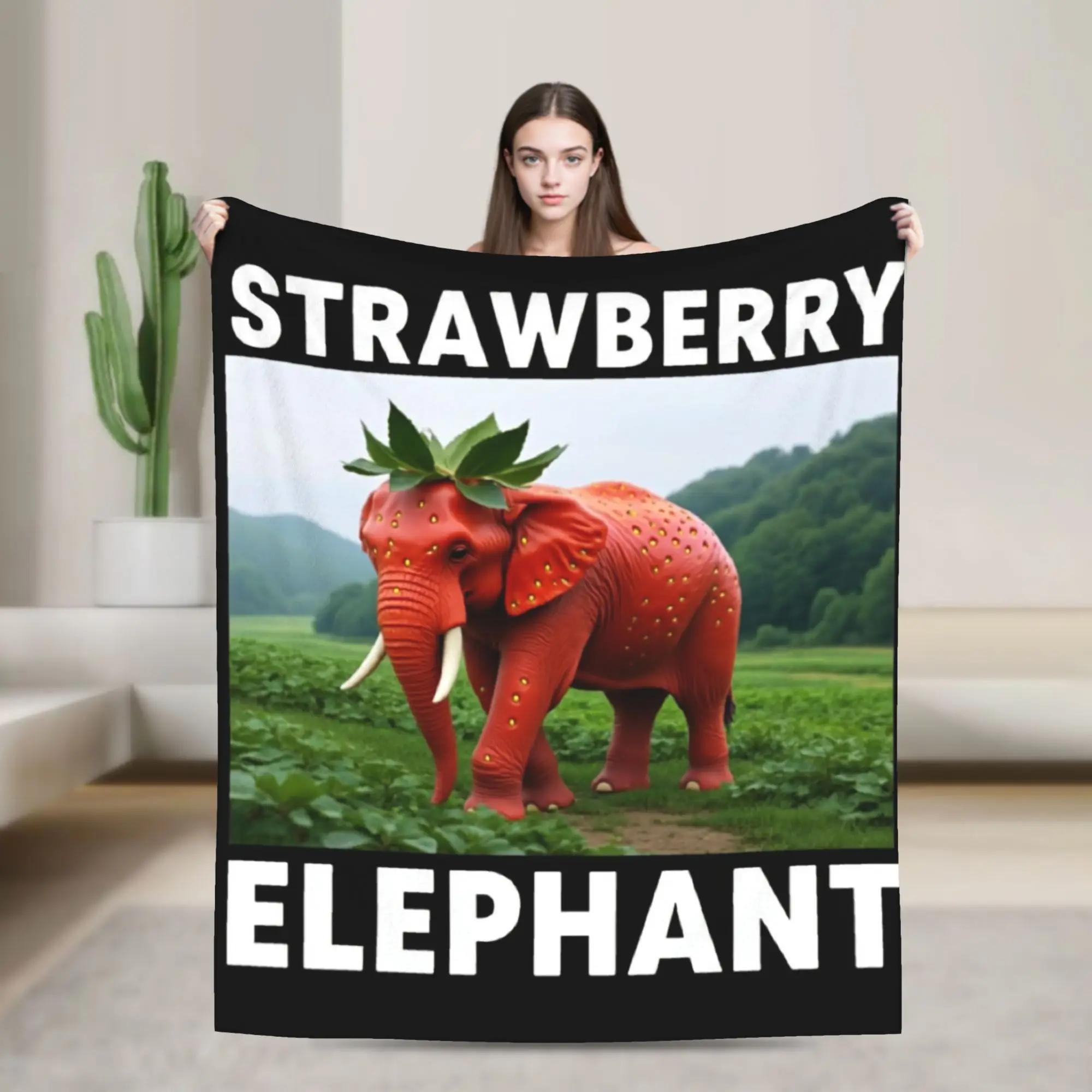 Annier Unisex Strawberry Elephant Italian Brainrot Blanket Super Warm Quality Bedding Throw For Autumn Travel Bedroom Funny Bedspread