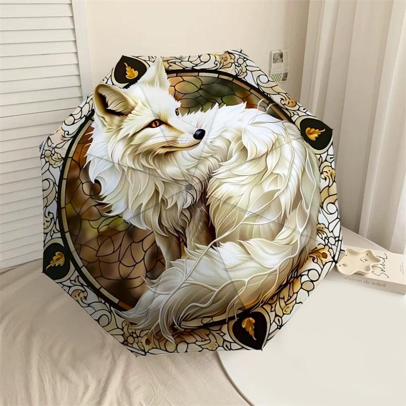

1PC Fox Stained Glass Umbrella-8-Rib Reinforced, Automatic Open, Lightweight & Durable, Cute Fashion Accessory for Outdoor-P70