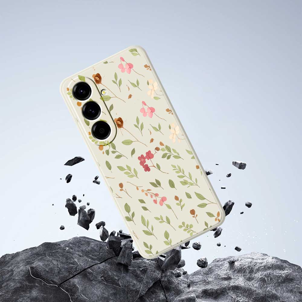 For Samsung Galaxy A56 5G Case Small Flower Leaves Pattern Printing Straight Edge TPU Phone Back Cover