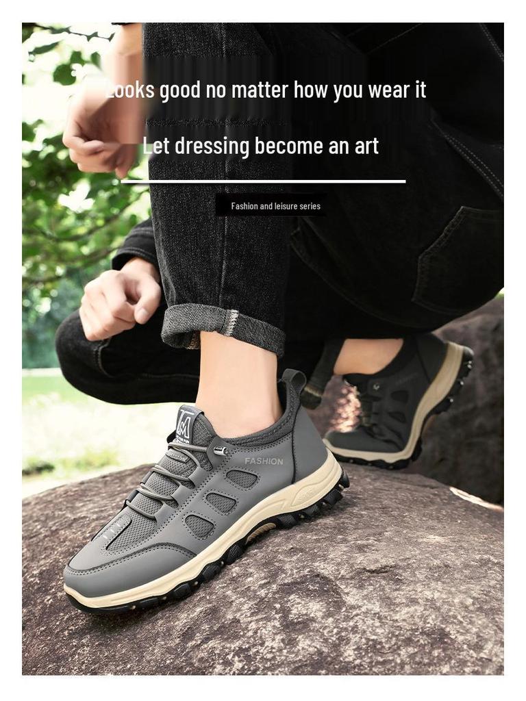 Men's 2026 Lightweight Outdoor Mountaineering Shoes - Soft Sole Travel Sneakers for Middle-aged and Elderly Dads