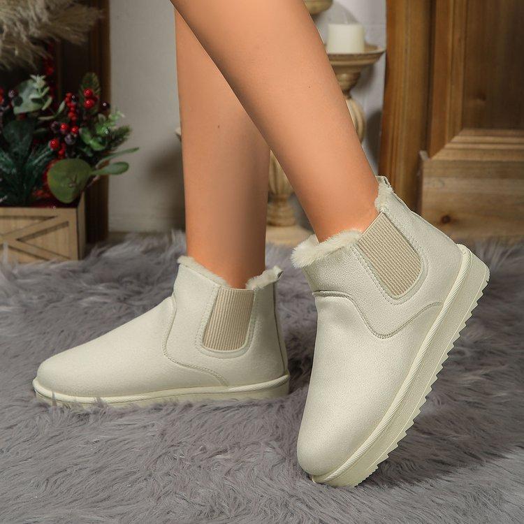 

Женские осенне-зимние модные хлопковые ботинки большого размера средней длины на тонкой подошве, новые, на флисовой подкладке, утолщенные, на одной педали 44