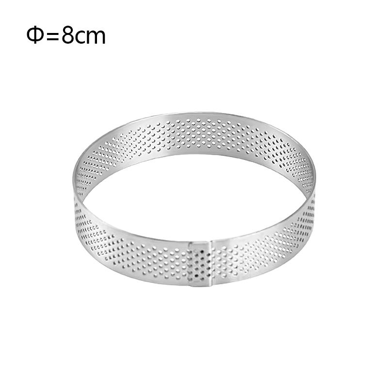 

FAIS DU 2/4/6/8PCS 8 CM Stainless Steel Tart Mold Ring Tartlet Cake Mousse Mold Cookies Pastry Circle Cutter Pie Ring Perforated 2