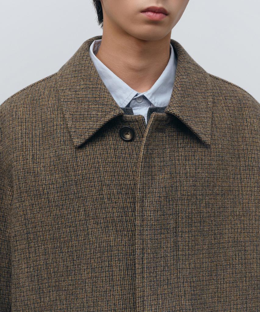 Musinsa Standard Wool Blend Tweed Oversized Half Balmacaan Coat [Brown]