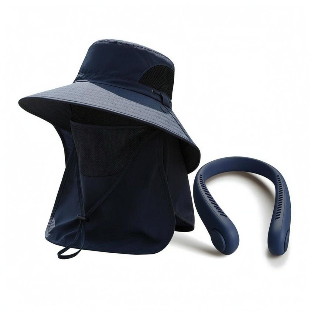 Full Coverage Sun Protection Hat Detachable Flaps with Neck Flap Breathable Mesh Panels
