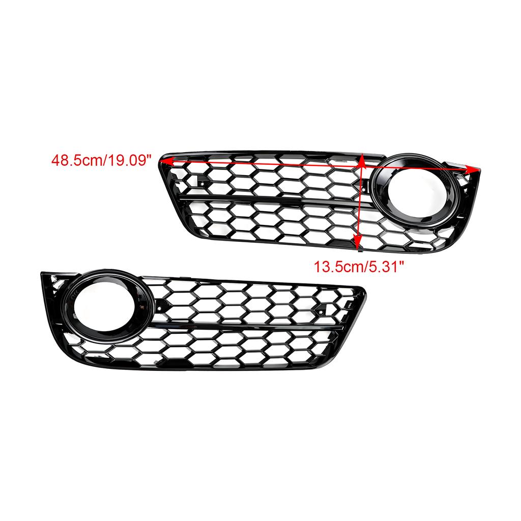 Pair Honeycomb Front Fog Lamp Cover Grille Grill Fit A5 2007-2011