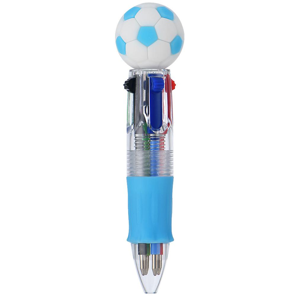 2pcs Cute Football Basketball Rugby Shaped Four-Color Ballpoint Pen, Cartoon Multicolor Mini Journal Short Pen
