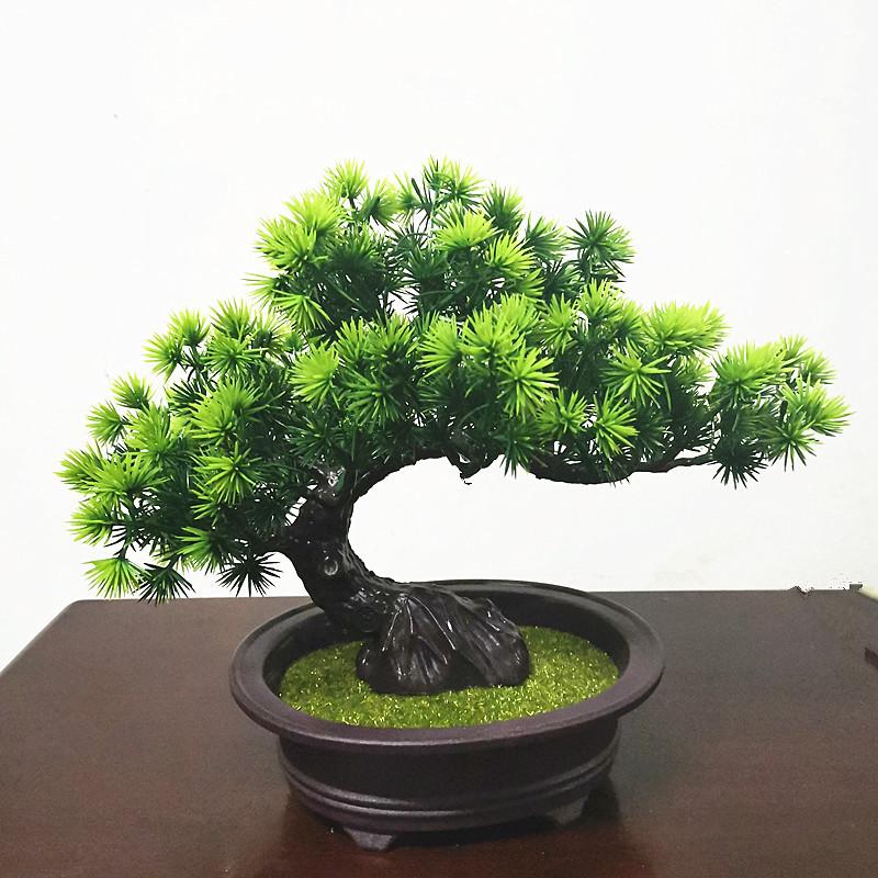 Artificial Bonsai Pine Tree for Indoor Decoration - Small Green Plant Ornament for Home or Living Room