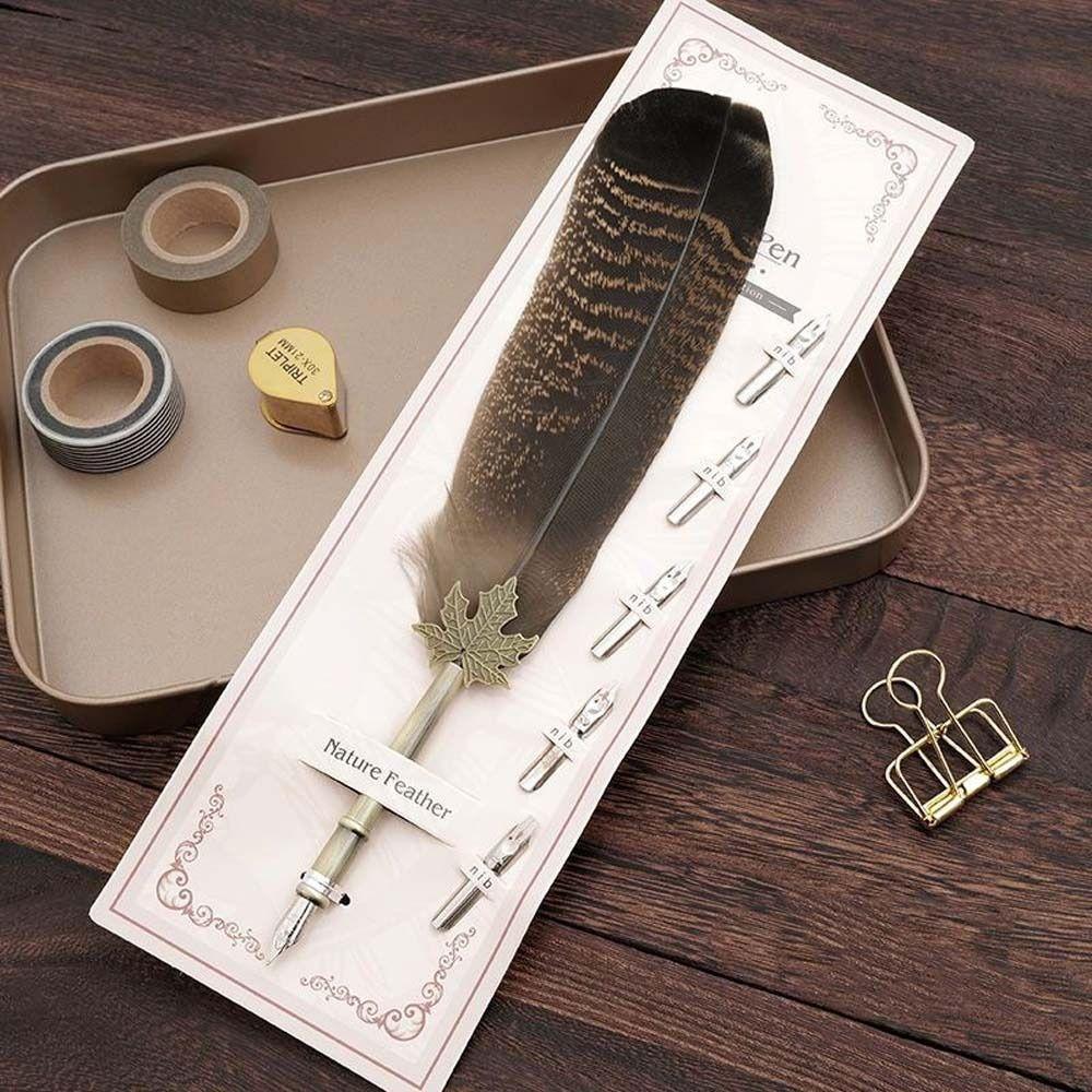 Dipped In Water Signature Ink Pen Fountain Pen Feather Dip Pen Peacock Feather Pen  Birthday Gift