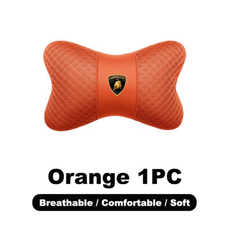 1pcs Car Leather Headrest Seat Lumbar Pillow Auto Accessories For Lamborghini LP570 LP610 Urus LP700 LP770 Gallardo Aventador byu2
