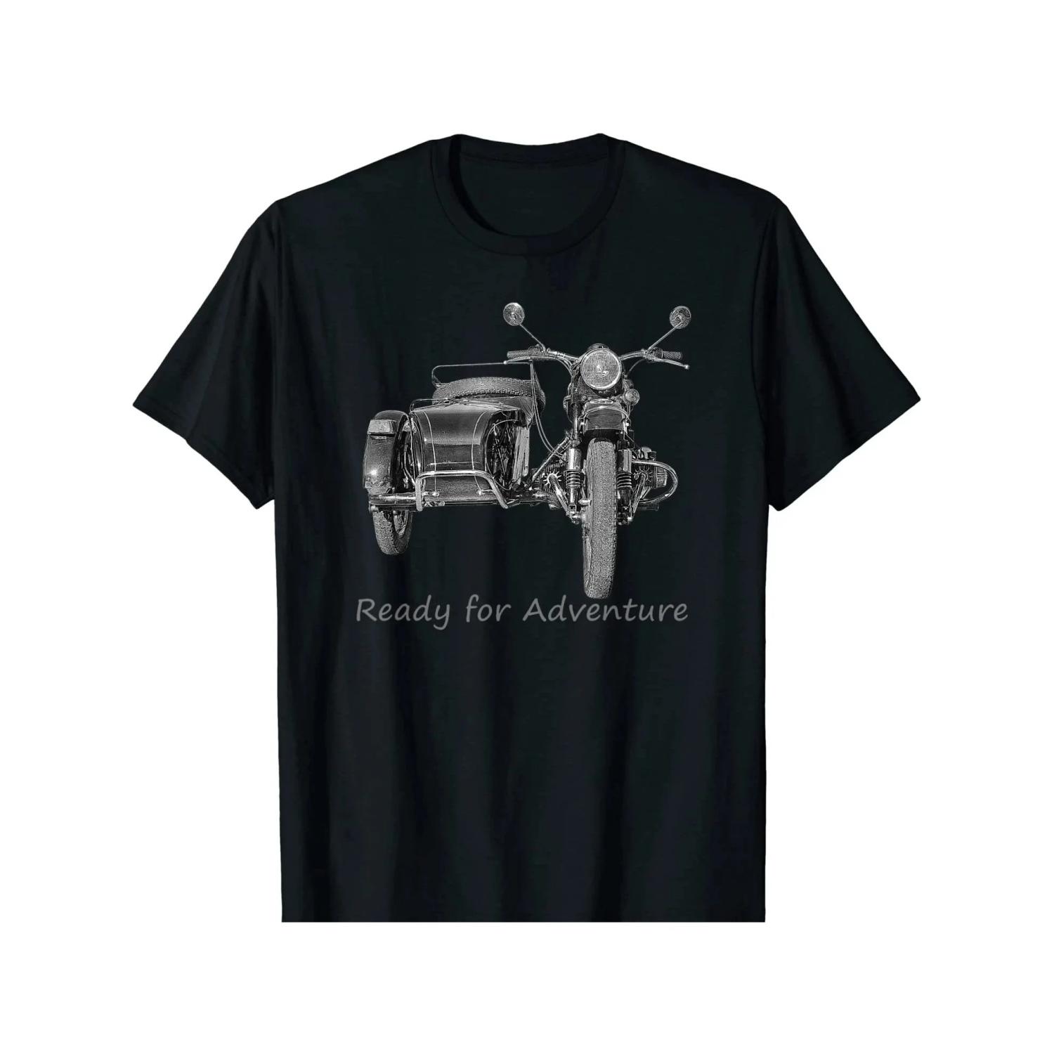 

Men s High-end Short Sleeved T-shirt Motorcycle Adventure Theme Russian Ural Side Car Design Very Suitable for Trendy Streetwear S чёрный