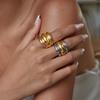 Leichter Luxus Mode 18 Karat Gold, Gold- und Silberfarben-Kombination dicker gerippter Ring verblasst nicht Schmuck