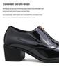 Men's Cross-Border Shiny Leather Dress Shoes - Pointed, Chunky Heel, Height Increasing, Zippered for Spring & Autumn