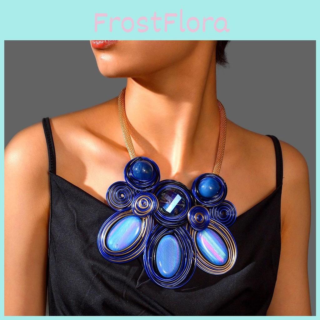 Geometric Exaggerated Crystal Jewelry Set With Alloy Necklace Earrings For Youth Style