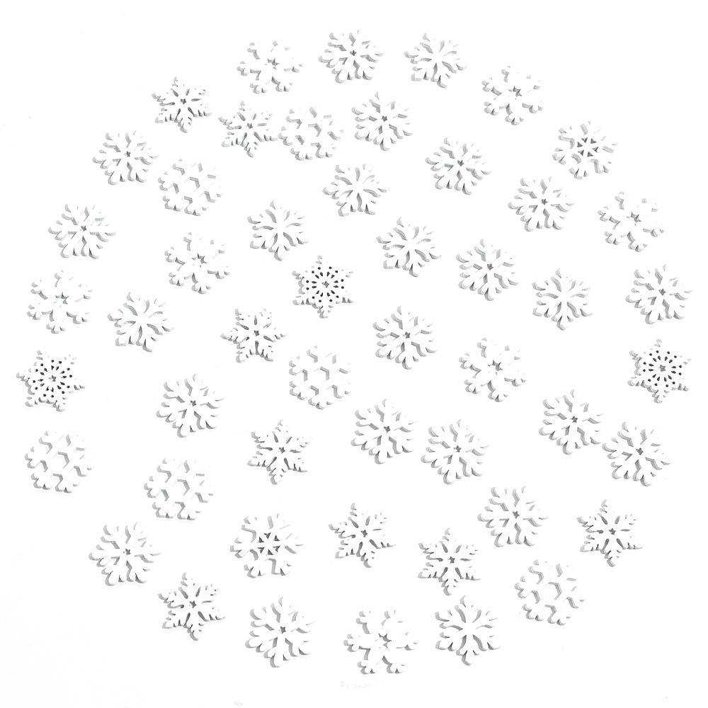 20MM Handmade White Wooden Snowflake Chips for DIY Christmas Decoration