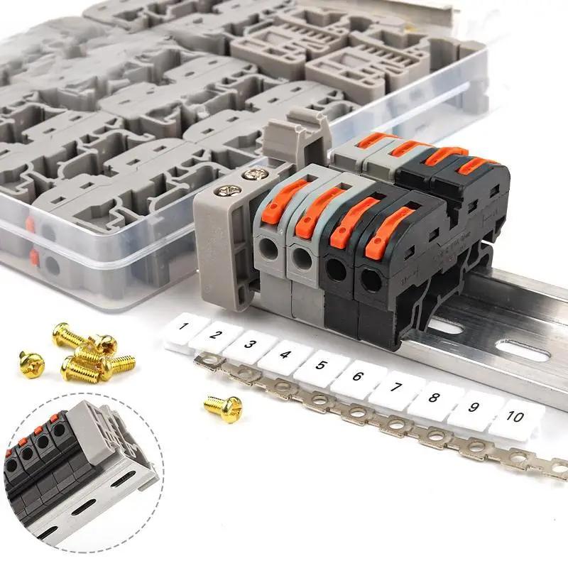Din Rail Type VariousTerminal Block 211 Electrical Universal Quick Wire Connector Conductor Connection With Number strip Set