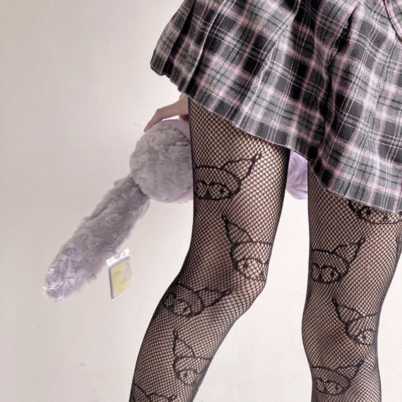 Women Sexy Spider-patterned Fishing Net Stockings Japanese Style Sheer Tights JK Gothic Halloween Hollow Out Fishnet Pantyhose