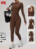 Manyi Zipper Nude Long Sleeve Yoga & Fitness Jumpsuit 8306