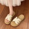 Stepping on shit feeling thick-soled cool slippers women's summer wear 2025 new Internet celebrity casual non-slip beach one-word sandals