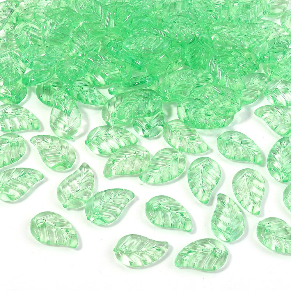 20-200pcs/lot Transparent Green Leaves Beads Loose Acrylic Charms Beads For DIY Pendant Earrings Necklace Jewelry Accessories
