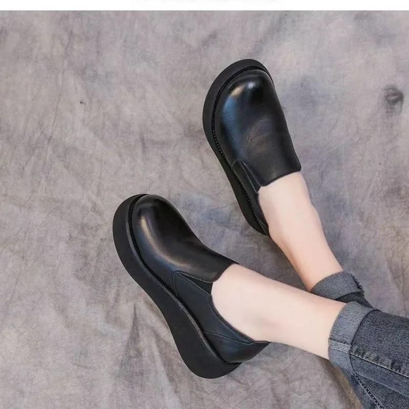 Fashion Women's Fashion Slope Heel Shoes Spring New Round Head Deep Mouth Thick Sole Anti-slip Wear-resistant Low-top Shoes