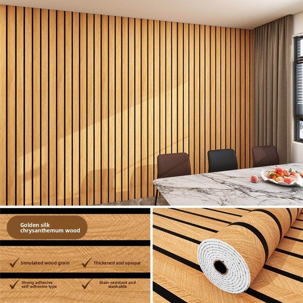 

New Linear Wood Pattern 3D Foam Ceiling 0.6x3m Waterproof Wall Stickers Self-adhesive Peel and Stick Home Wallpaper 40cmx3m